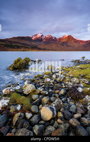 Winter sunrise over Bla Bheinn and Loch Slapin, Isle of Skye, Inner Hebrides, Highlands, Scotland, UK Stock Photo