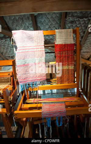 New Zealand North Island near Wellington, wool sheep shearing and weaviing and knit products at the Wool Shed in Wairarapa Stock Photo