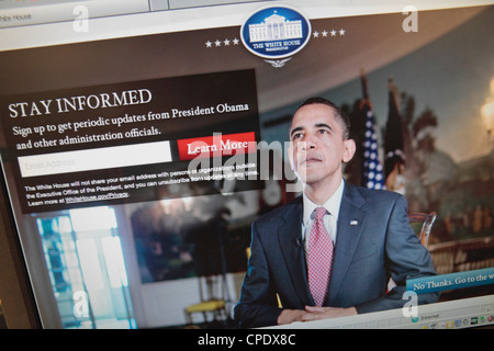 Screen shot of the official White House website showing an image of President Barack Obama. Stock Photo