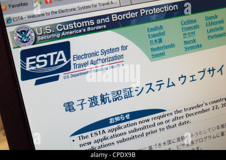 Screen Shot Of The Electronic System For Travel Authorisation (ESTA ...