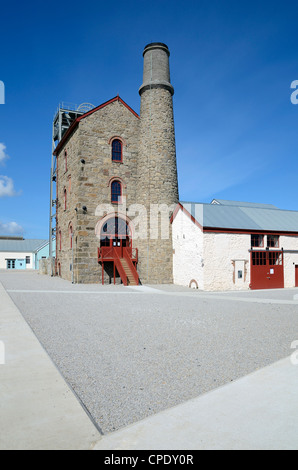 The refurbished pump house of the old south wheal crofty tin mine at the heartlands project, in pool, cornwall, uk Stock Photo