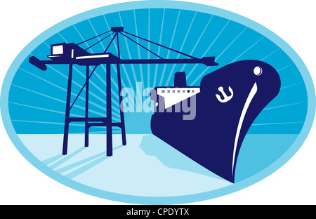 Boom Crane Loading a Cargo Ship Continuous Line Drawing Stock Photo - Alamy