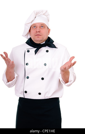 surprised chef isolated on the white background Stock Photo