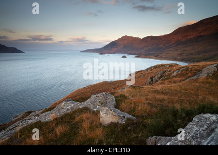 A view of Loch Hourn looking towards the waters of the Sound of Sleat, Armisdale, Ross Shire, Scotland, United Kingdom, Europe Stock Photo