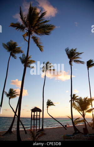 Bavaro Beach at sunrise, Punta Cana, Dominican Republic, West Indies, Caribbean, Central America Stock Photo