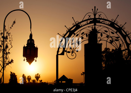 Minaret of the Koutoubia Mosque at sunset, Marrakesh, Morocco, North Africa, Africa Stock Photo