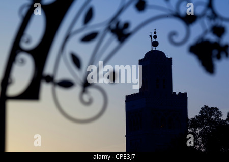 Minaret of the Koutoubia Mosque at sunset, Marrakesh, Morocco, North Africa, Africa Stock Photo