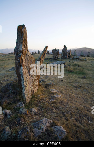 Ancient basalt stone columns of Zorats Karer, Sisian, Syunik, Armenia Stock Photo