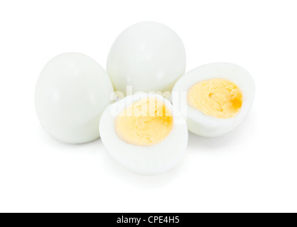 Hard boiled eggs isolated on white Stock Photo