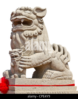 Statue of lion on white background Stock Photo