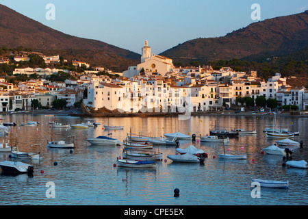 Harbour and town, Cadaques, Costa Brava, Catalonia, Spain, Mediterranean, Europe Stock Photo