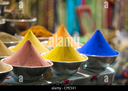 Spices stall at the Sharia el Souk market in Aswan, Egypt, North Africa, Africa Stock Photo