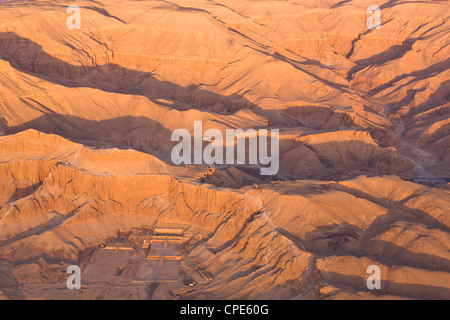 Aerial view from hot air balloon of Hatshepsut's Mortuary Temple, Thebes, Egypt Stock Photo