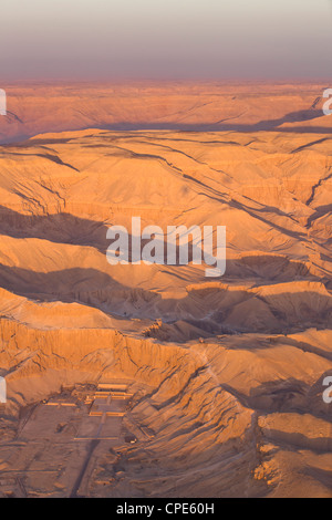 Aerial view from hot air balloon of Hatshepsut's Mortuary Temple, Thebes, Egypt Stock Photo