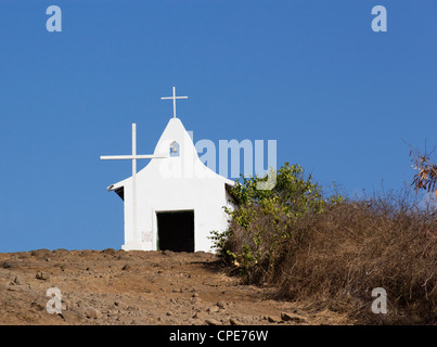 St Peter's white chapel near St Antony harbor in Fernando de Noronha, Brazil Stock Photo