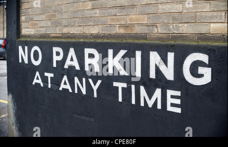 no parking at anytime warning sign at business premises Stock Photo