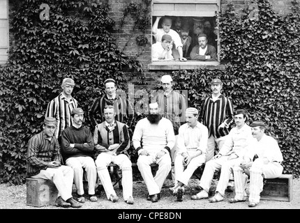 WILLIAM 'W.G.' GRACE (1848-1915) English amateur cricketer seated centre with the English cricket team against Australia in 1878 Stock Photo