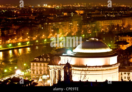 Europe Italy Piedmont Turin Evening panorama  on the Gran Madre di Dio and on the River Po Stock Photo