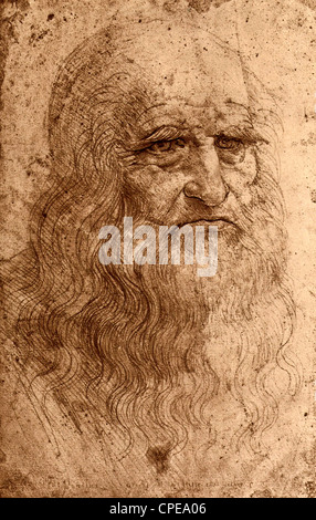 Europe Italy Piedmont Turin Royal Library Leonardo Da Vinci Self Portrait Stock Photo