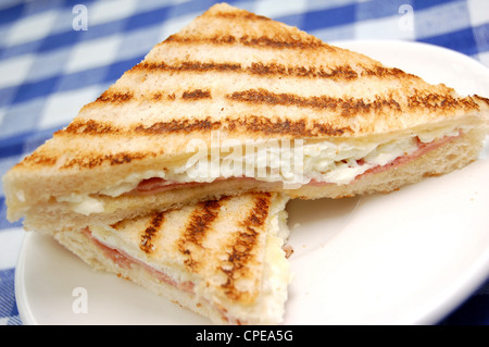 Toasted sandwich with melted feta cheese Stock Photo