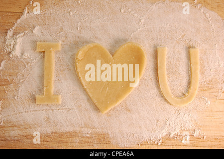 I love you cut out using pastry Stock Photo