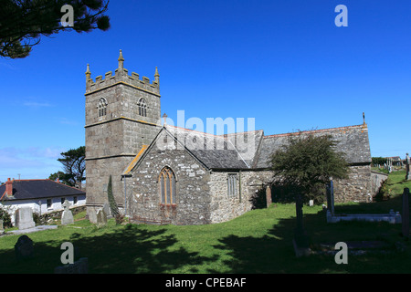 St Senara's church, Zennor village; Cornwall County; England; UK Stock Photo