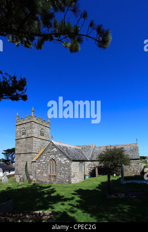 St Senara's church, Zennor village; Cornwall County; England; UK Stock Photo