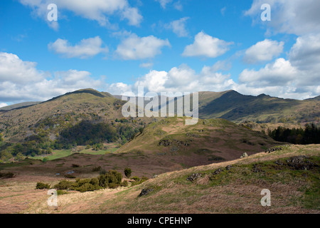 The Fairfield Horseshoe from Loughrigg Fell. Skelwith, Lake District National Park, Cumbria, England, United Kingdom, Europe. Stock Photo