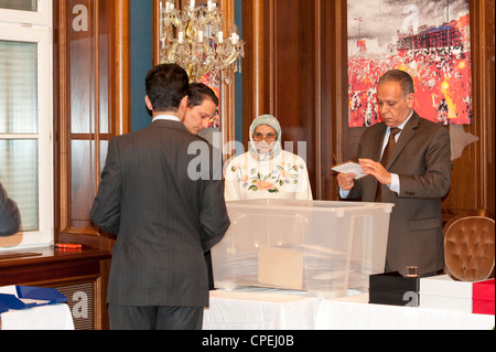 H.E. Ambassador Shamaa, Egyptian Ambassador to Austria during the opening envelopes of votes Stock Photo