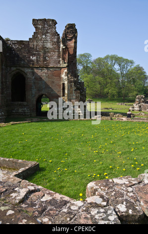 View of Furness Abbey ruins Barrow in Furness in early summer with blue sky Stock Photo