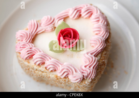 heart-shaped marzipan tart Stock Photo