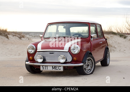 Small red classical British car Stock Photo