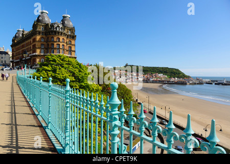 Scarborough, Yorkshire, Grand Hotel St Nicholas Cliff, the largest hotel in Victorian Europe. View from the south Valley Bridge. Stock Photo