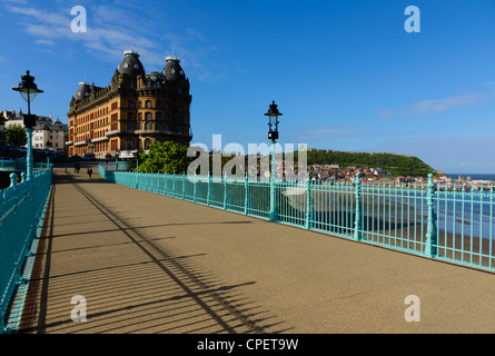 Scarborough, Yorkshire, Grand Hotel St Nicholas Cliff, the largest hotel in Victorian Europe. View from the south Valley Bridge. Stock Photo