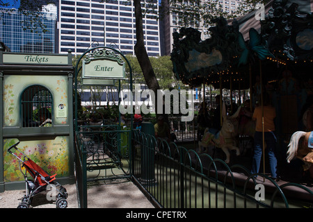 Carousel in Bryan Park New York City Stock Photo