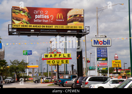 Fort Ft. Pierce Florida,billboard,advertisement,ad advertising advertisement,signs,advertise,McDonalds,fast food,franchise,restaurant restaurants food Stock Photo