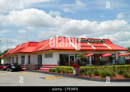 Fort Ft. Pierce Florida,McDonalds,fast food,franchise,restaurant restaurants food dining eating out cafe cafes bistro,outside exterior front,entrance, Stock Photo