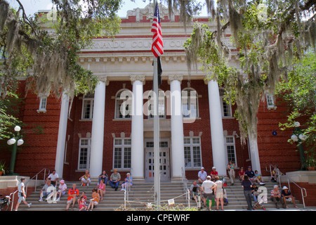 Florida,Hernando County,Brooksville,Florida Blueberry Festival,Main Street,Hernando County Court House,family families parent parents child children,s Stock Photo