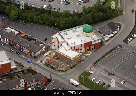 aerial view of a new Mosque extension in Oldham Stock Photo