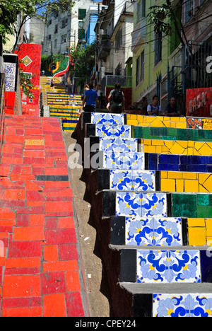 Lapa Rio de Janeiro Brazil Escadaria Selarón (Selaron's Staircase) Stock Photo