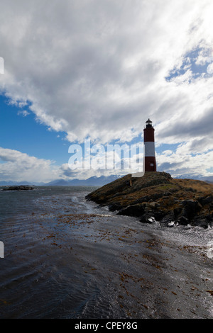 Les Eclaireurs Lighthouse in the Beagle Channel, Tierra del Fuego, Argentina Stock Photo