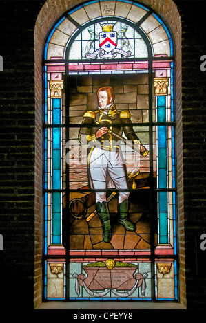 Stain glass window Lord Cochrane Naval Museum Valparaiso Chile Stock Photo
