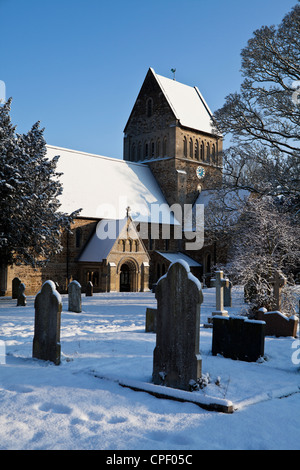 St Lawrence Church, Castle Rising on a clear winter's day Stock Photo