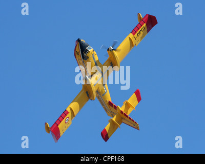 Italian Bombardier 415 (Canadair CL-415) twin engine turboprop waterbomber plane displaying its agility Stock Photo