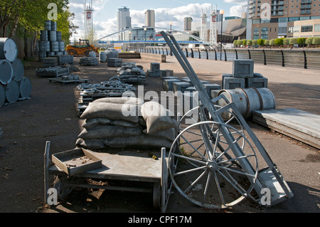 Detail from the 'Silent Cargoes' sculpture (by SITE of New York, 1996).  Trafford Wharf, Salford Quays, Manchester, England, UK. Stock Photo