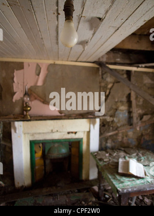 Old Bible on Table in Abandoned House, Isle of Lewis Stock Photo