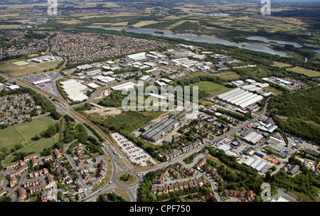 aerial view of Holbrook and Meadowbrook Park Industrial Estate, Rother Valley, Mosborough Stock Photo