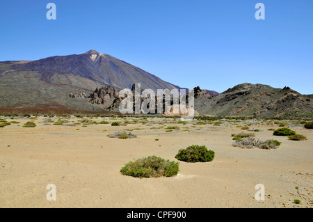 Mount Teide or, in Spanish, Pico del Teide (3718m), is a volcano at Tenerife in the Spanish Canary Islands. Stock Photo