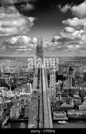 The Shard London from the air looking towards the City Stock Photo