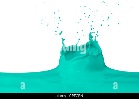 green paint splashing isolated on white Stock Photo